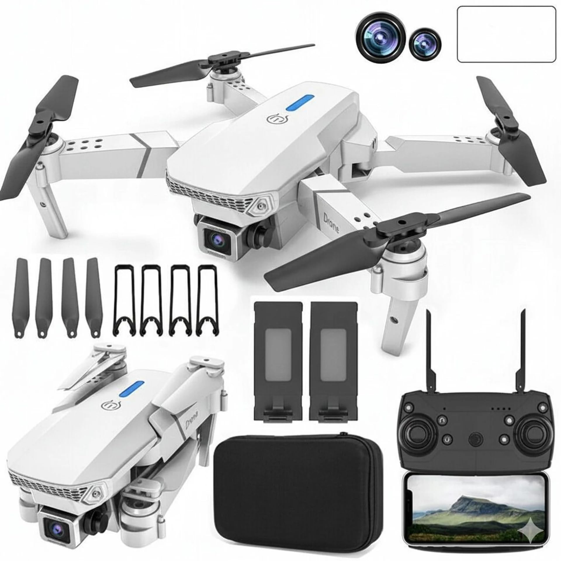 Foldable Dr0ne with Dual Camera,free cases | 4K HD Live Video, WiFi FPV, Long Life, Modular Design, Remote Controller Included-image-47