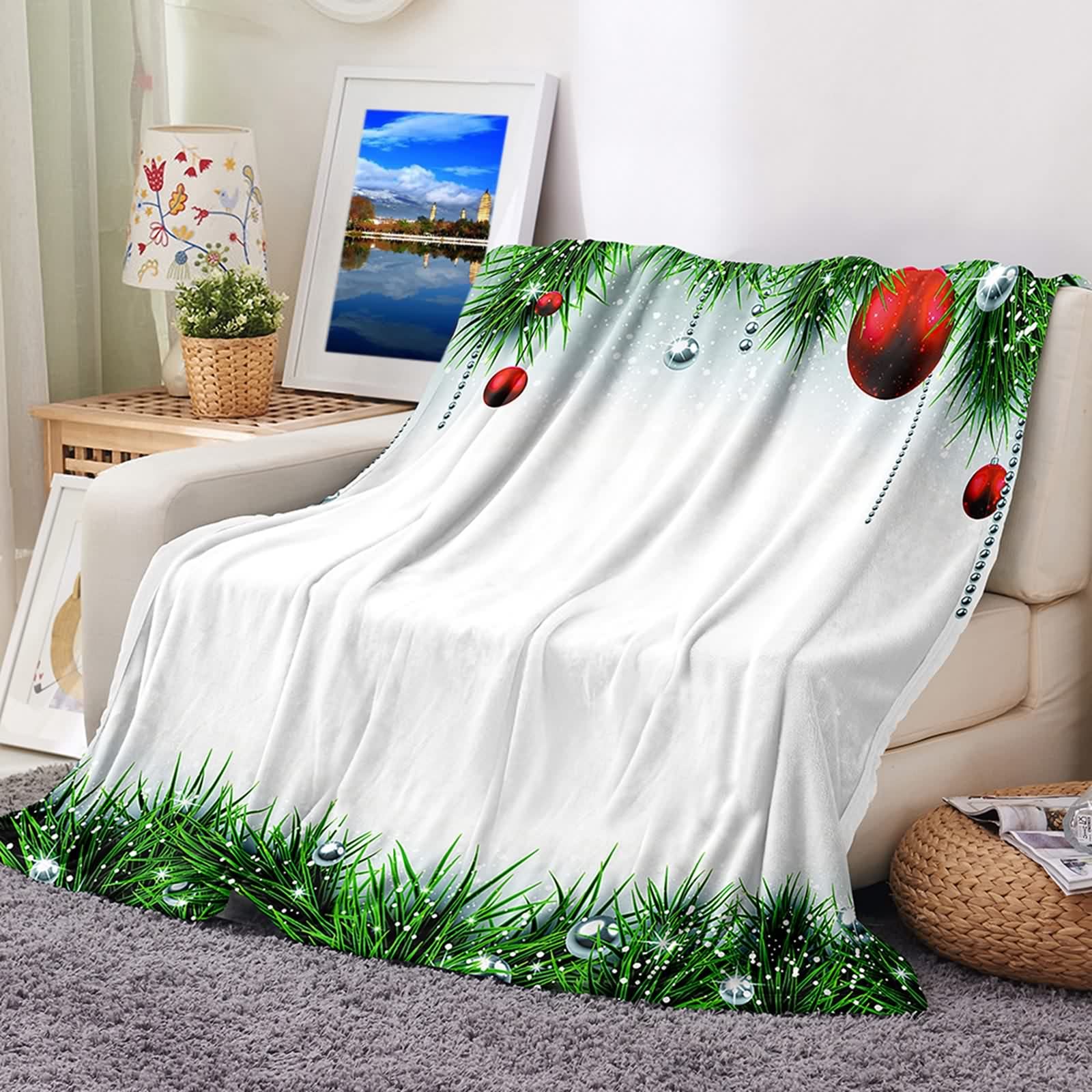 Couverture polaire en flannel KnSam 80x120cm motif de Noël