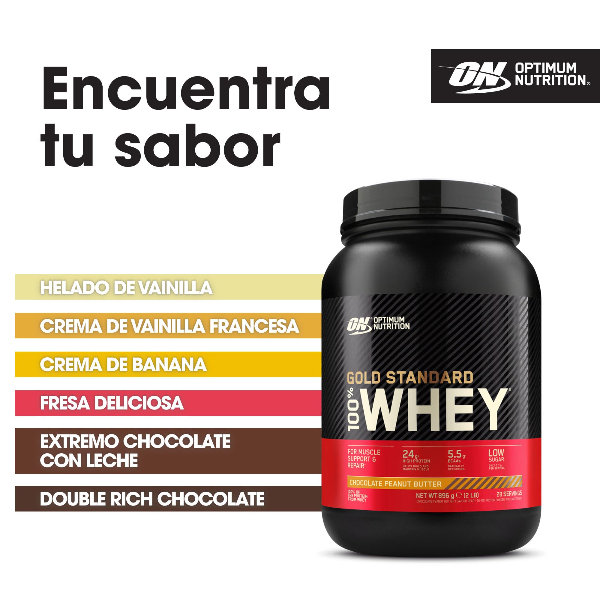 Optimum Nutrition Gold Standard 100% Whey Proteína en Polvo, 896g