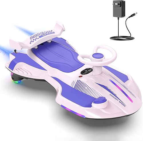 Miniatura 10 de Coche eléctrico de 12 V con pedal para niños, auto oscilante 2 en 1 recargable, juguetes con respaldo, antivuelco, aerosol, luz intermitente,