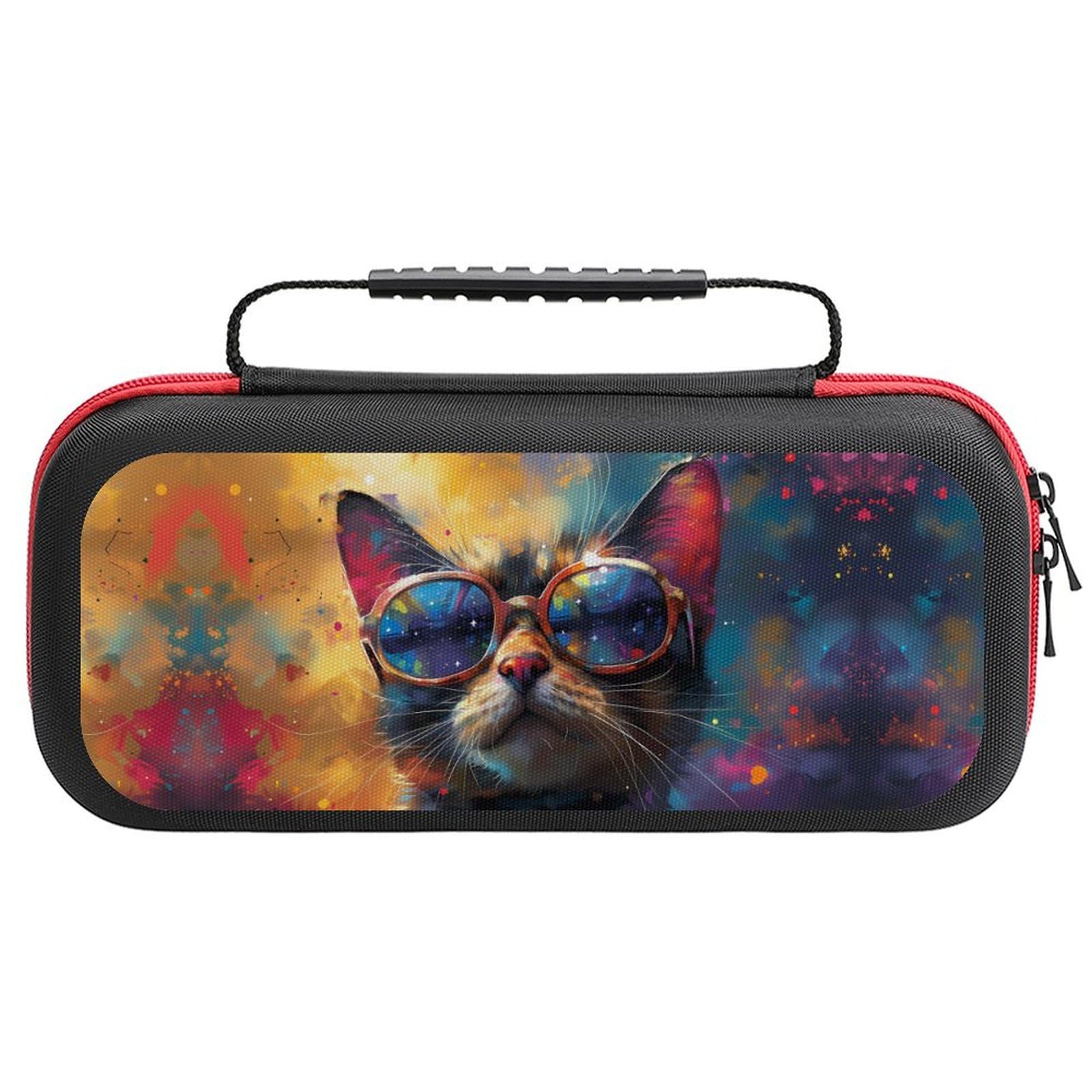 VOSERY Cool Cat With Sunglasses Case Compatible with Nintendo Switch Case Travel Carry Case Compatible with Switch Lite