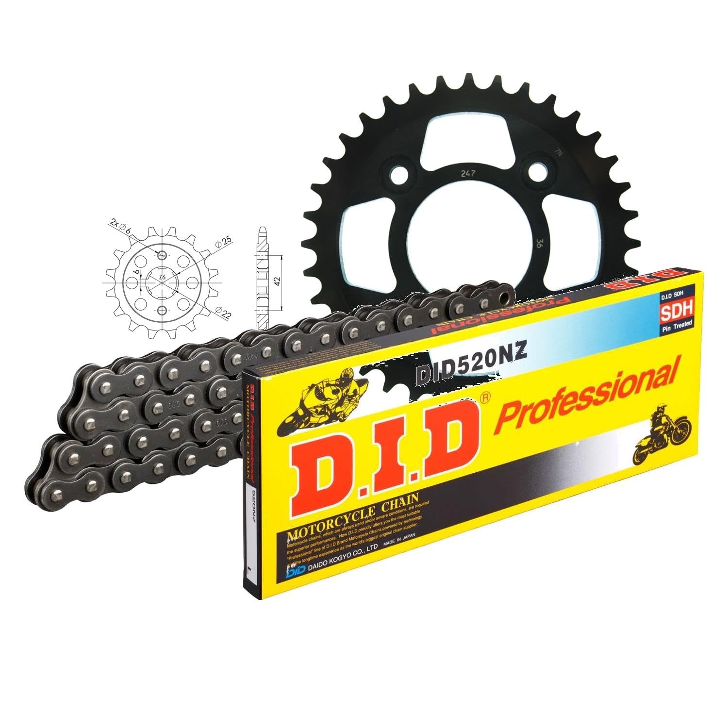 Chain Set DID Steel 520NZ / 100 Clip Lock for Honda CB N 400 cc Build Date 1981-1982