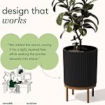 Veradek Demi Series Planter rond avec/Stand pour Porc/Patio , composite en plastique durable & Stand en bois de décoration moderne pour plantes, fleurs