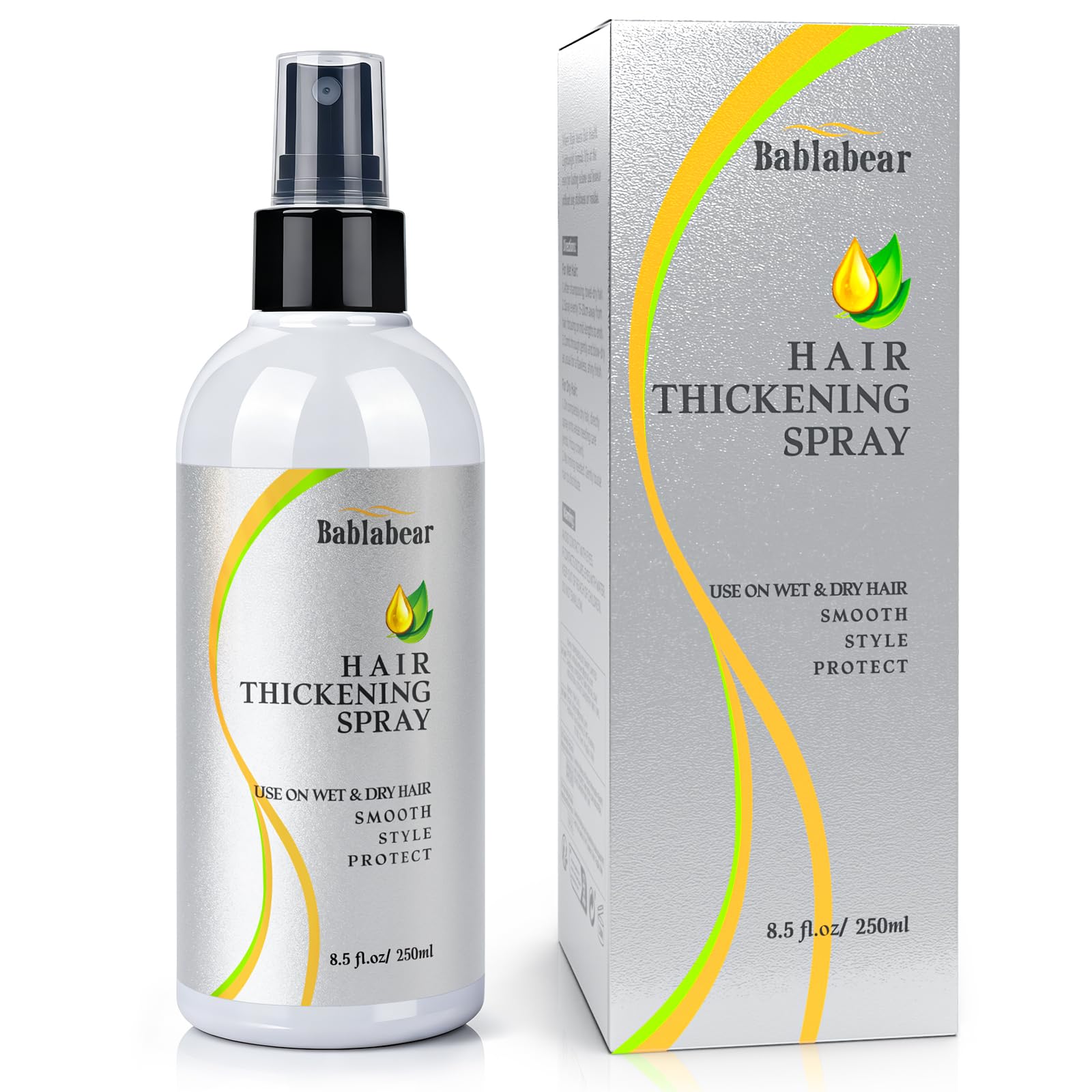 Bablabear Hair Thickening&Volumizing Spray for Fine Thin Hair,Adds Instant Volume,Fullness,Root Support,Texturizing Spray for Women & Men,Safe for Color Treated Hair-250ml / 8.5 Fl Oz