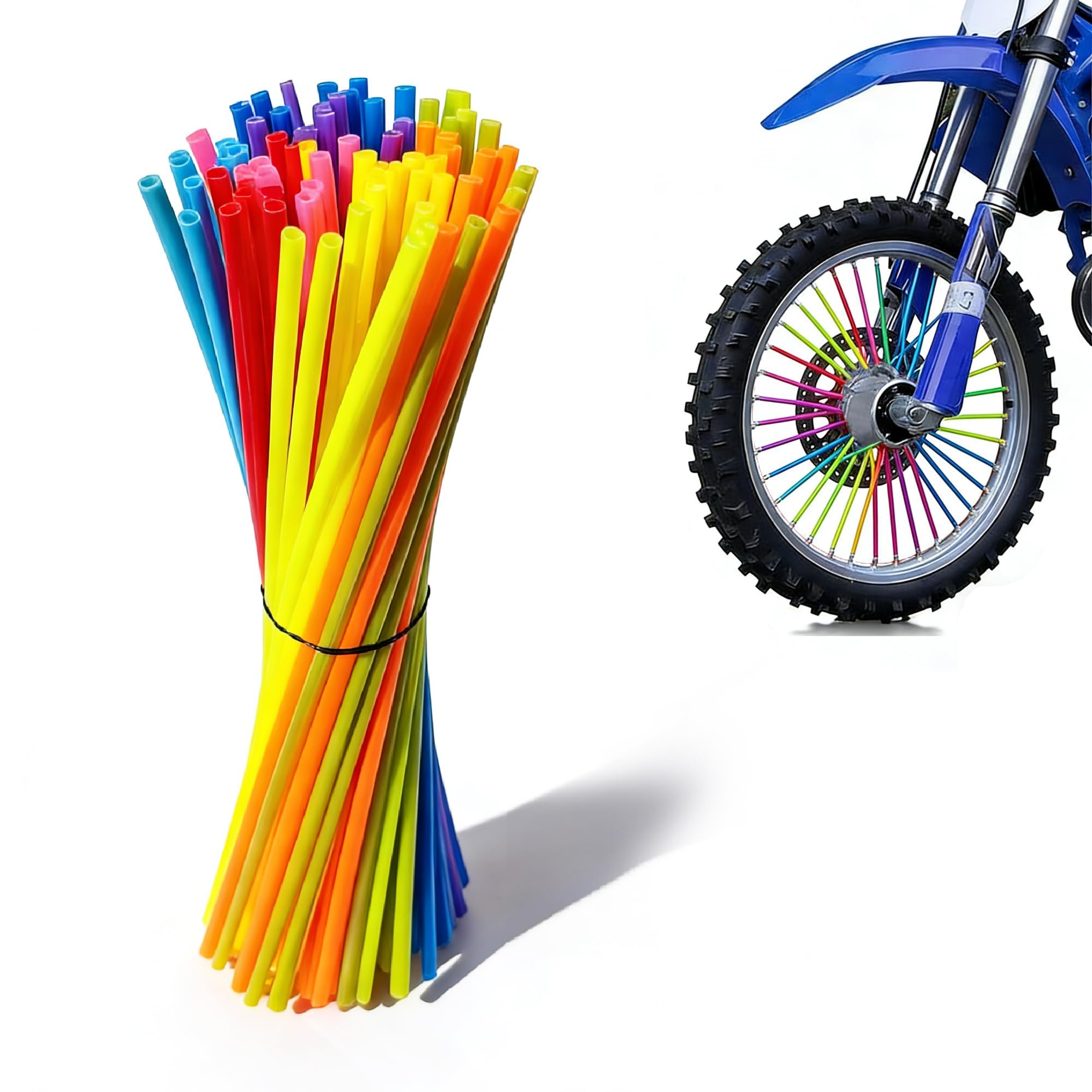 72Pcs Colorful Bike Spoke Covers - Universal 8"-21" Wheel Wraps