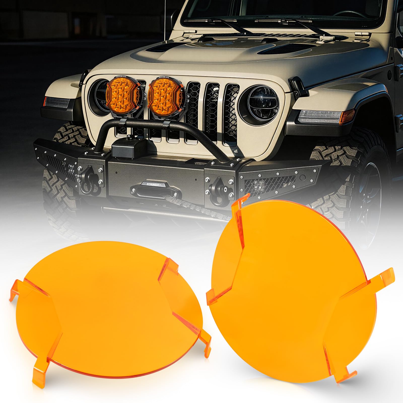 Auxbeam V-Ultra Series 7" Deep Amber Light Covers Offroad Lights Protector