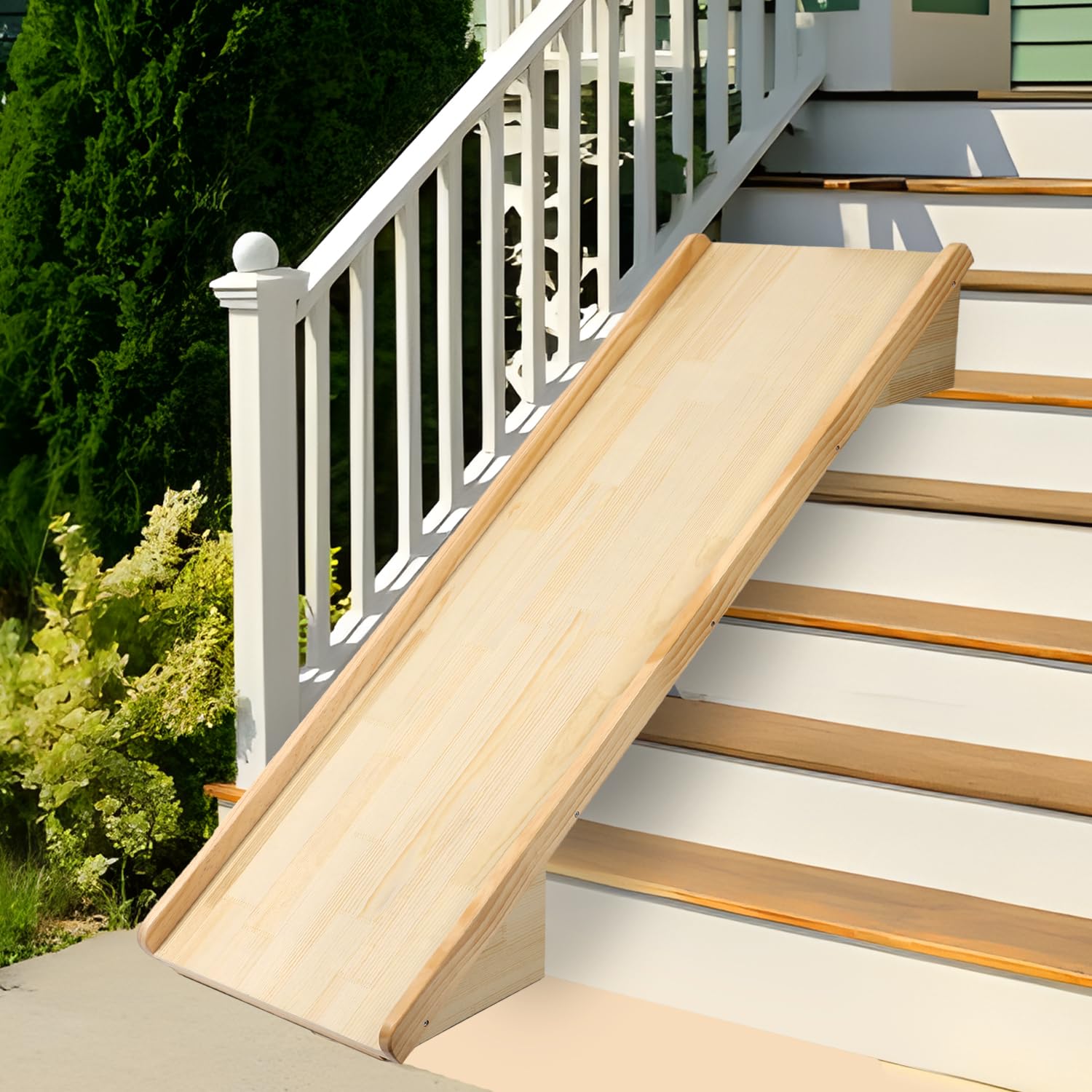 Wooden Stairs for Slide for Kids, Stable Waterproof Wood Slide