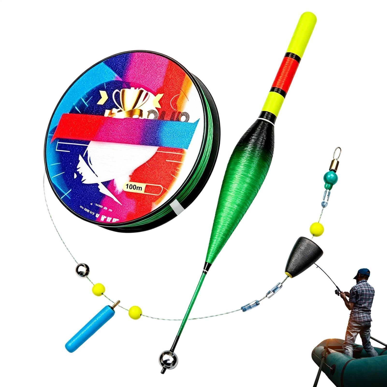 Automatic Bobber Fishing Line Set, 120M Pre-Tied Fishing Line Set with Automatic Bobber, Ready to Use Slip Bobber Line Group with Color Changing Float, for Freshwater & Saltwater Fishing (1.5)