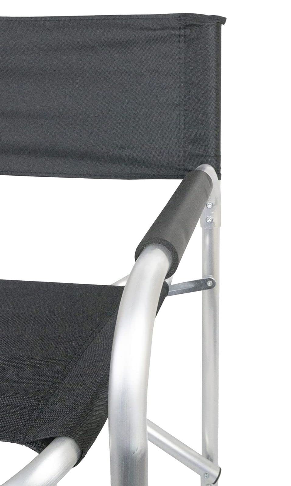 Hyfive® Czarny aluminiowy składany fotel dyrektorski z podłokietnikami do kempingu, wędkarstwa, ogrodu Pakiet 2 krzeseł
