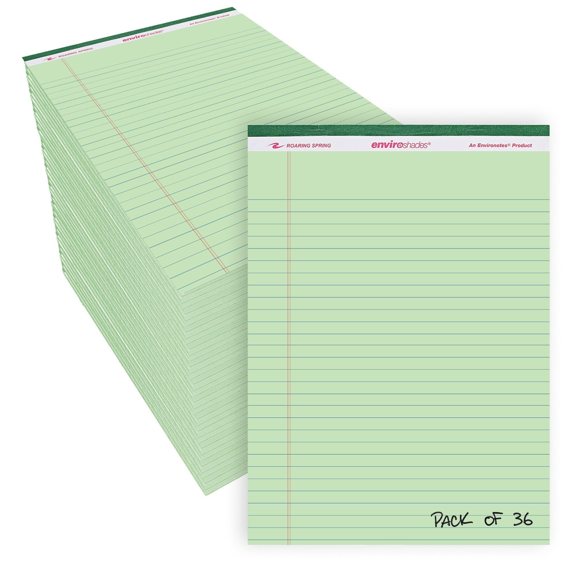Roaring Spring Enviroshades Green Legal Pads 36 Pack Legal Ruled Recycled Colored Writing Note Pads 8 5 x