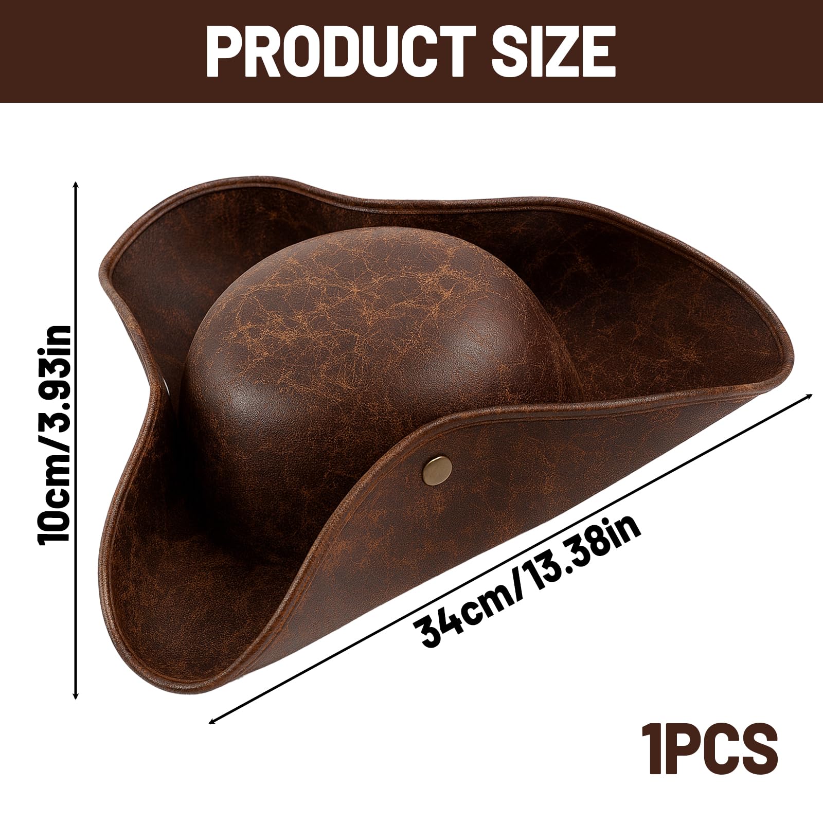 Bodeshis 1 Pcs Tricorn Hat, Pirate Hat for Women Adult Pirate Costume Accessory, Themed Party Hat - Image 2