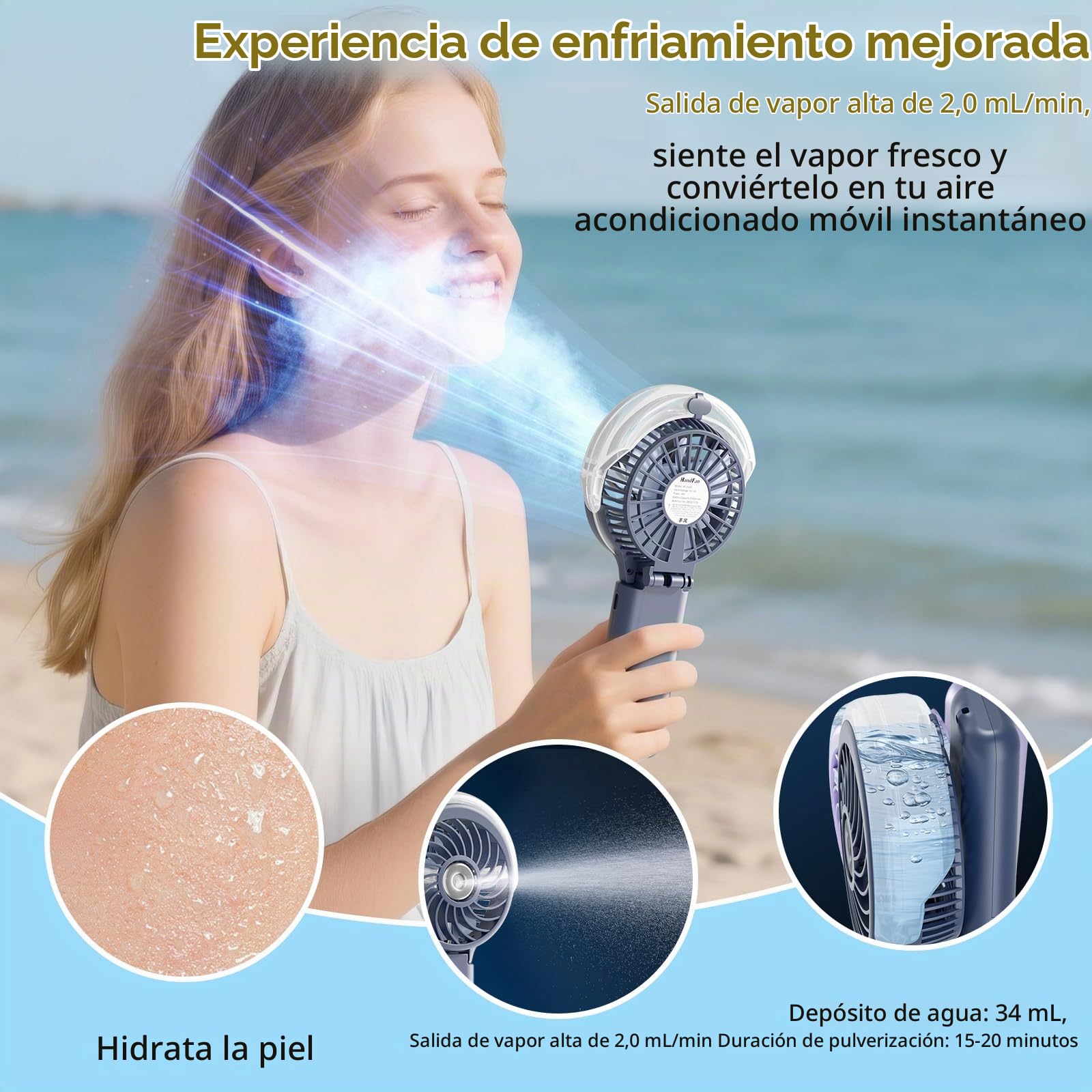 Ventilador de niebla de 5000 mAh con cargador portátil