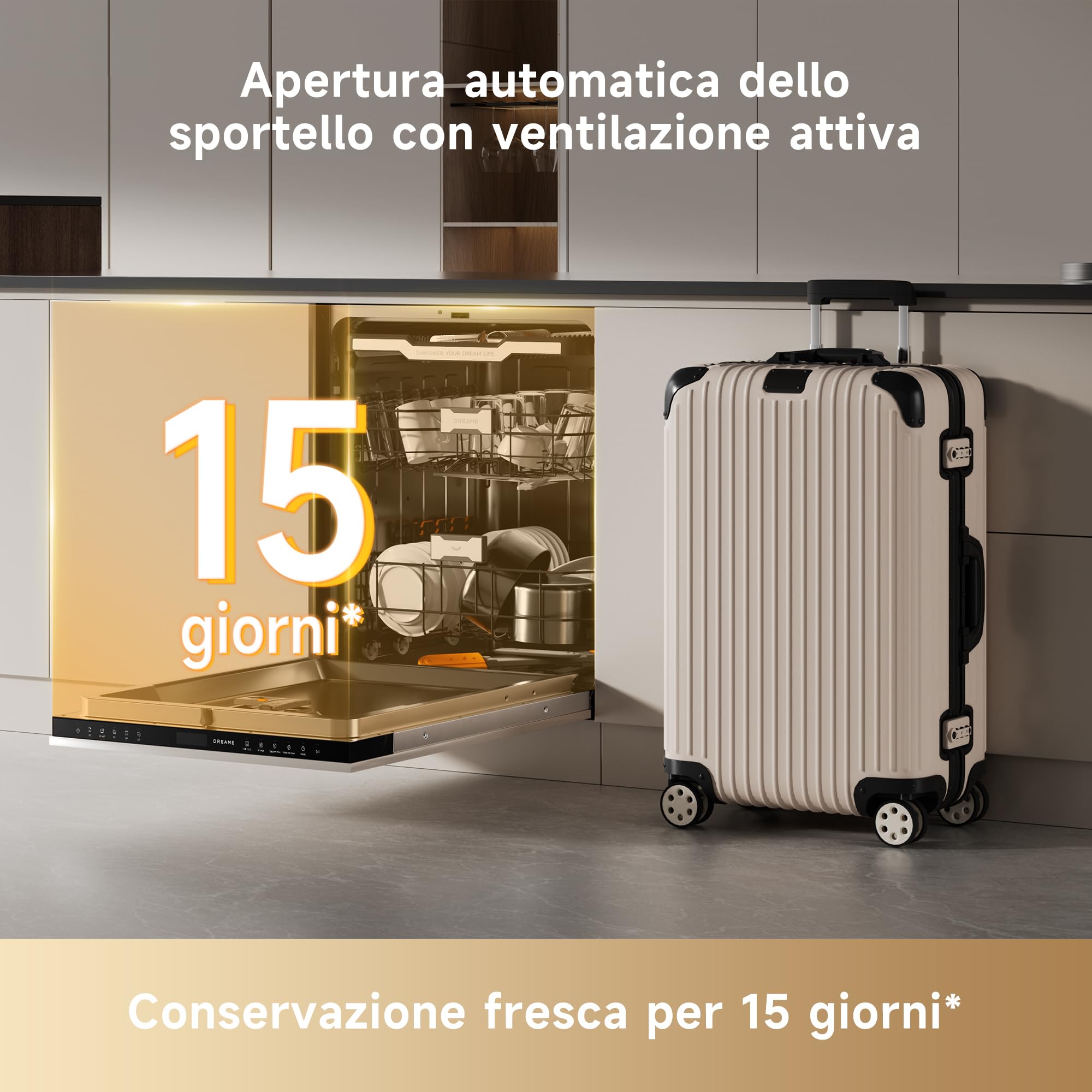 DREAME DK702 Pro Lavastoviglie da Incasso 60cm, 15 Copert, Controllo Smart