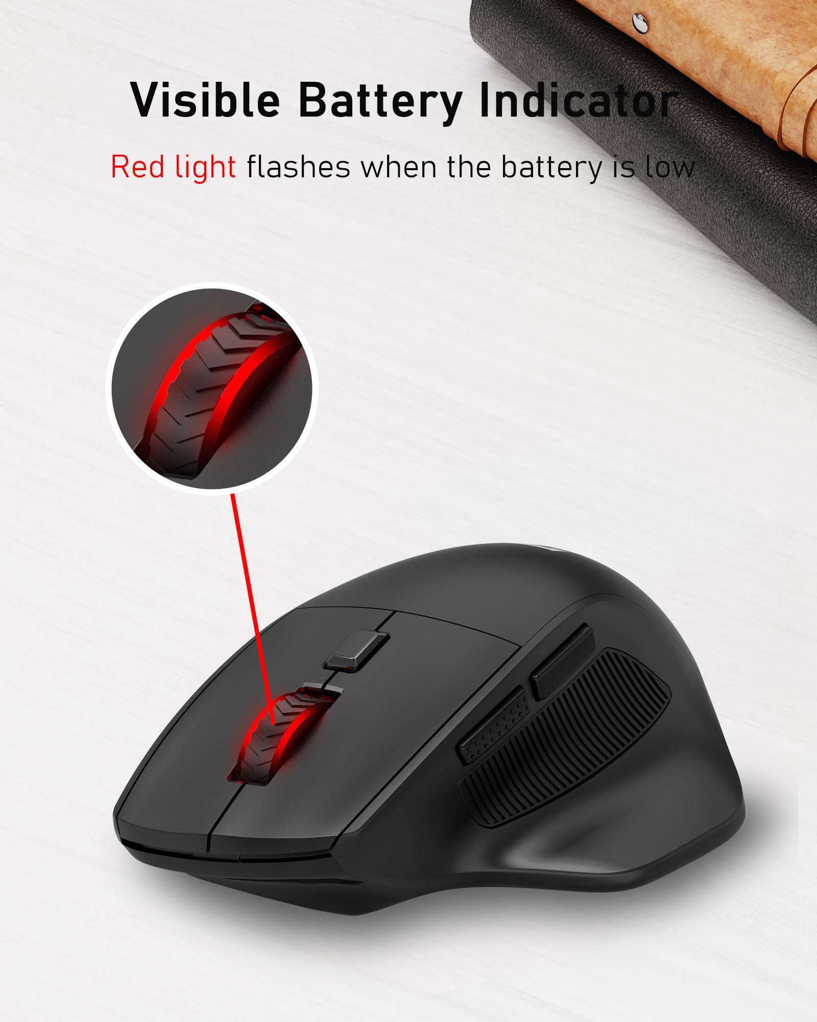 Redragon Big Wireless Mouse for Medium to Large Hands, 2.4GHz Ergonomic Computer Mouse, 6 Buttons, 4000 DPI, Full Sized USB Optical Mouse for Laptop, PC, Chromebook — view 8