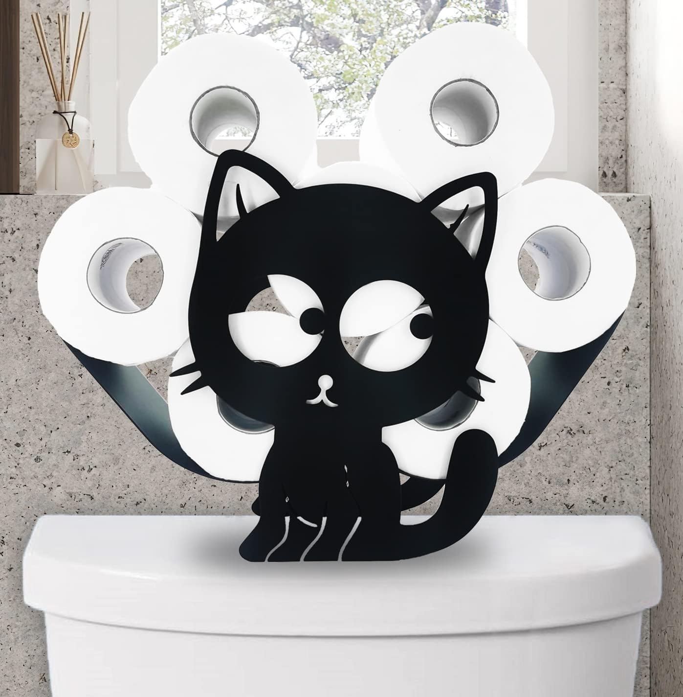 Amazon.com: Cat Animal Paper Holders,Black Metal Toilet Tissue Holder ...