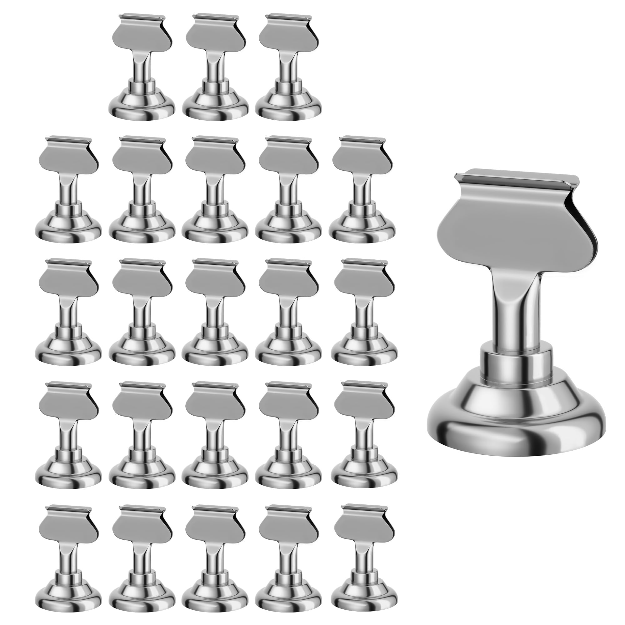 Photo 1 of Urban Deco 24 Pieces Table Card Holder Place Card Holders 1.7 inches Gold Steel Card Holders for Photos, Food Signs, Memo Notes, Weddings, Restaurants, Birthday(Silver 24PK)