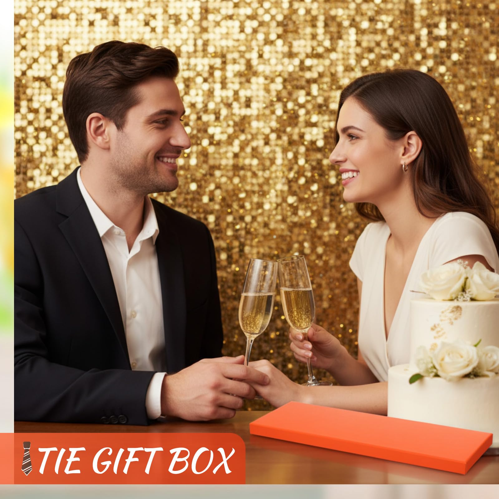 Shinylin Geschenkschachteln für Damen und Herren, Sockenschals, Geschenkboxen mit Deckel, 35,6 x 10,9 x 1,9 cm, Großpackung, Karton, Geschenkbox, für Vatertag, Geburtstag, Hochzeit, Verlobung, Orange