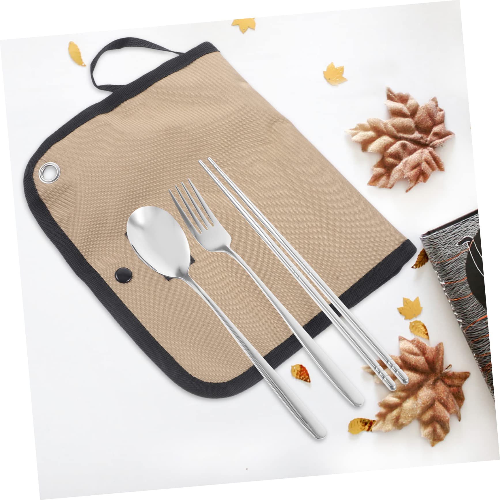 Toyvian Campingbesteckset aus Edelstahl mit Geschirrtasche Multifunktionales Picknickgeschirr für Sommeratmosphäre Leicht zu Reinigen und Einfach zu Tragen für Haushalt und Bbq