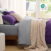 Vista 4 de Bedsure Juego de edredón Queen - 7 piezas reversibles de ropa de cama color púrpura, juego de cama tamaño Queen para todas las estaciones, ropa