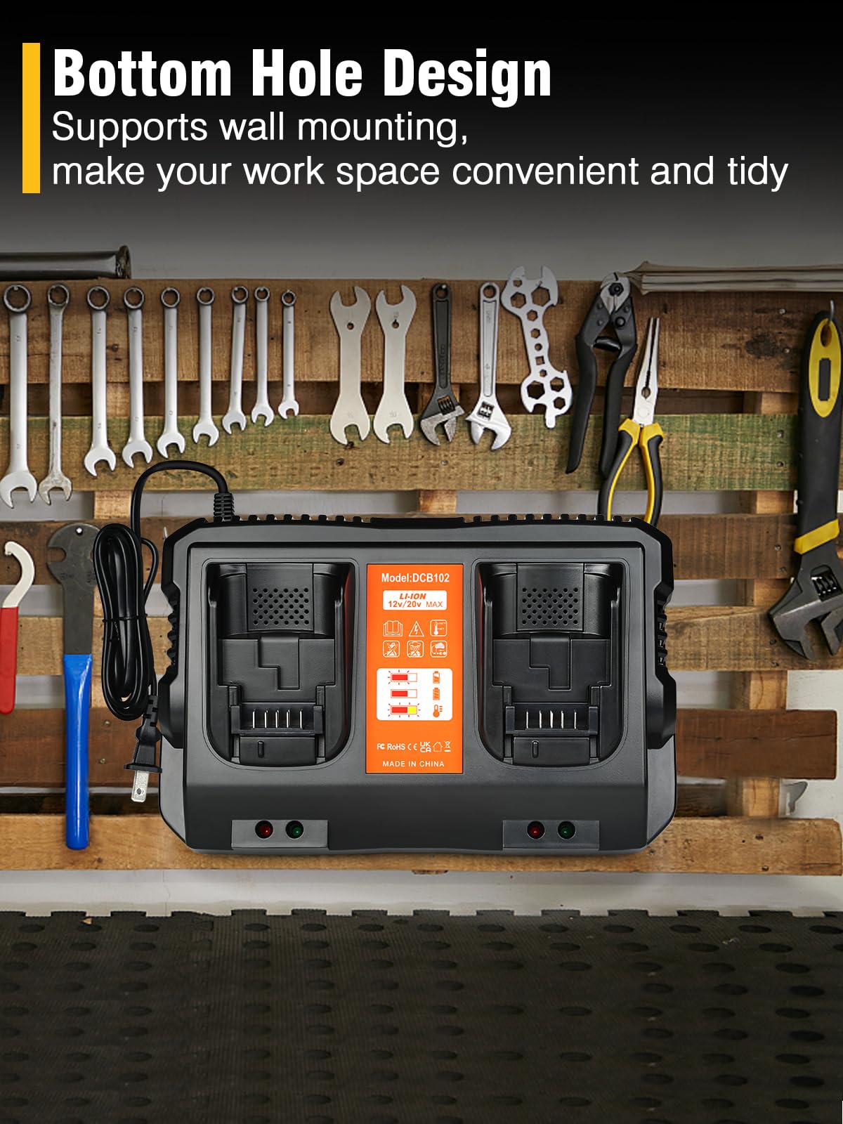 DCB102 Zamiennik dla stacji ładowarki akumulatorów Dewalt kompatybilna z ładowarką akumulatorową Dewalt 12 V/20 V, działa z akumulatorem Dewalt 20 V