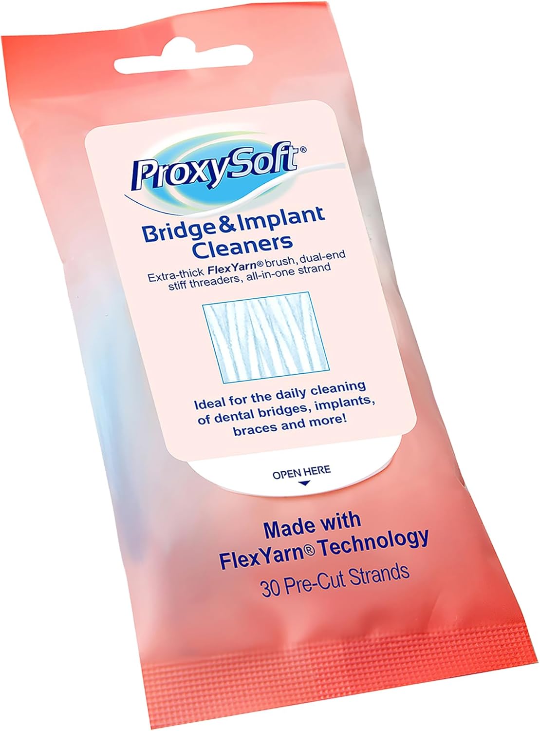 Proxysoft Dental Floss for Bridges and Implants 5 Packs - Floss Threaders for Bridges, Dental Implants, Braces with Extra-Thick Proxy Brush for Optimal Oral Hygiene -Teeth Bridge and Implant Cleaners