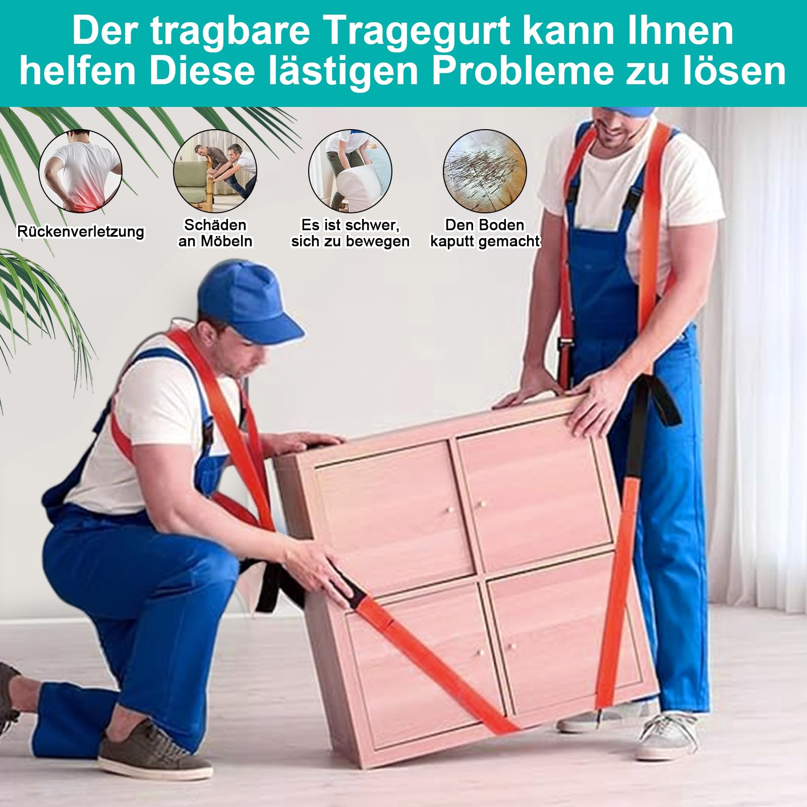 Kottwca Tragegurte Umzug 2 Personen Kit für den Umzug von Möbeln & Geräten, Tragfähigkeit 400 kg,Tragegurt für Möbel Umzugshelfer mit Rutschfesten Handschuhen, Einfaches Heben, Tragen, Möbeltragegurt