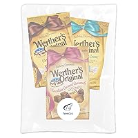 Vista 7 de Werther's Caramelos suaves originales envueltos individualmente con temática navideña, canela, crema de carmelo salada y cubierta de chocolate