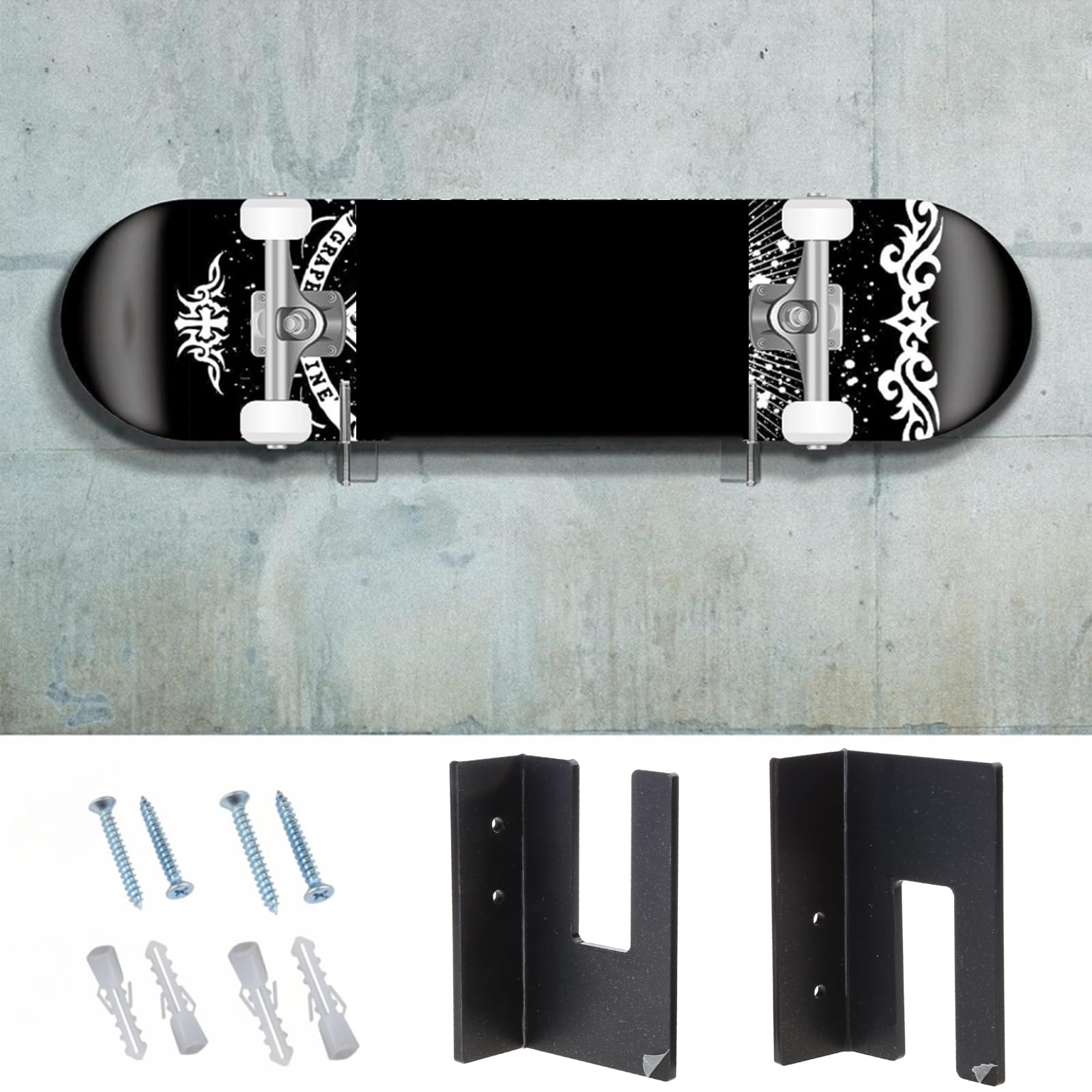 Soporte de exhibición de acrílico para monopatín, soporte fijo de pared para patinetas y longboards