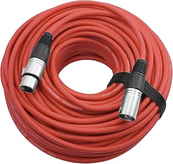 Premium Male to Female 3 pin XLR Mic Cable Microphone Audio Cord - 100 FT long Orange