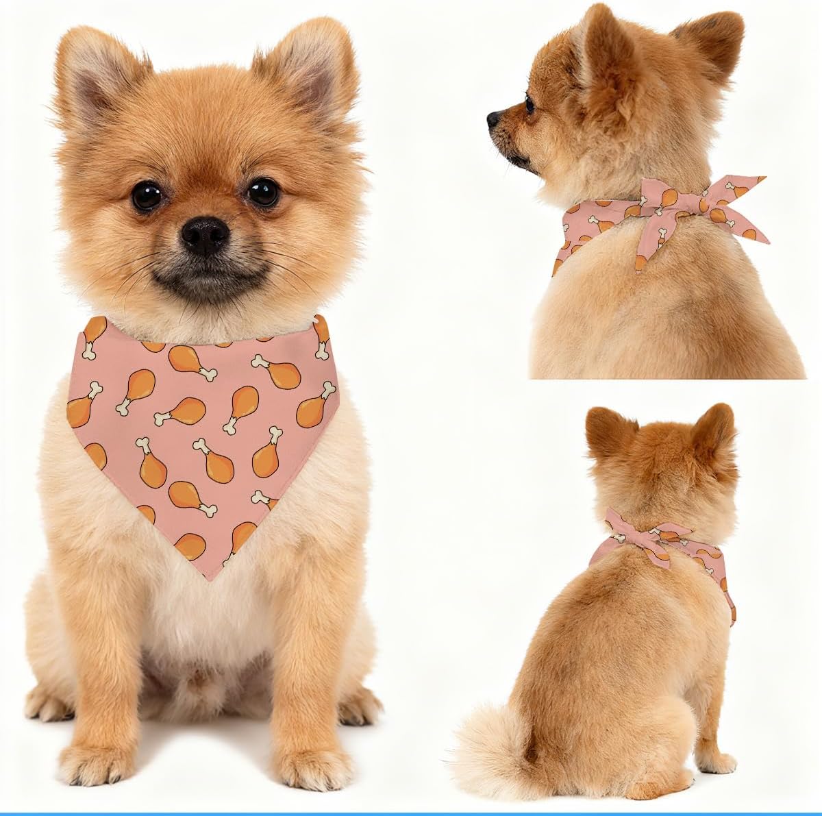 Chicken Dog Scarf for Small Medium Dogs, Chicken Pet Bandana, Drumstick Dog Bandana, Pet Scarf Accessories, Lightweight Soft Breathable Triangle Bib for Boys and Girls image 4