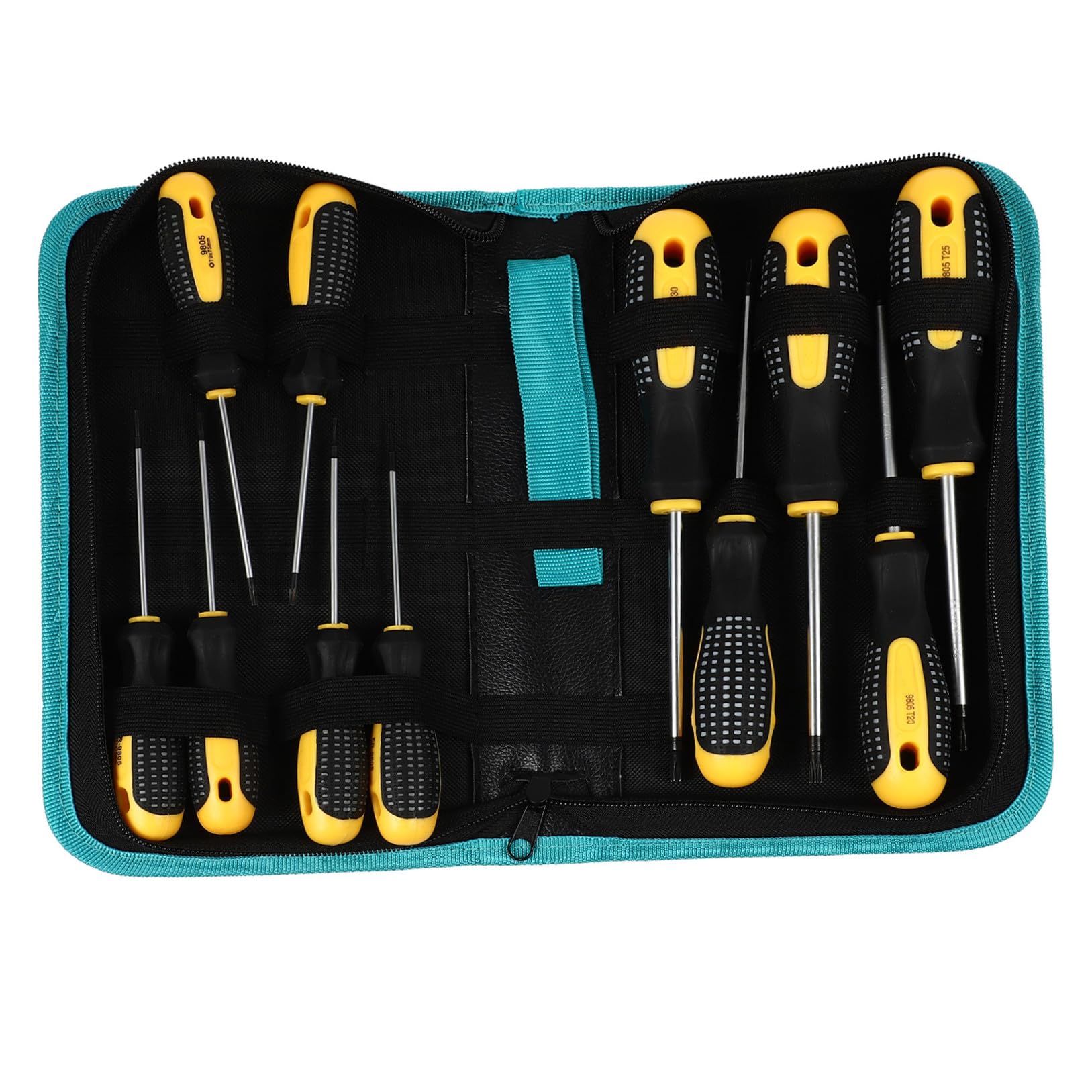 Cacciaviti a Stella T5-t30 11 Pezzi Set per Riparazioni Auto | Acciaio Lega Cromo-vanadio, Custodia Oxford Inclusa, Impugnatura Ergonomica Gomma e Pvc