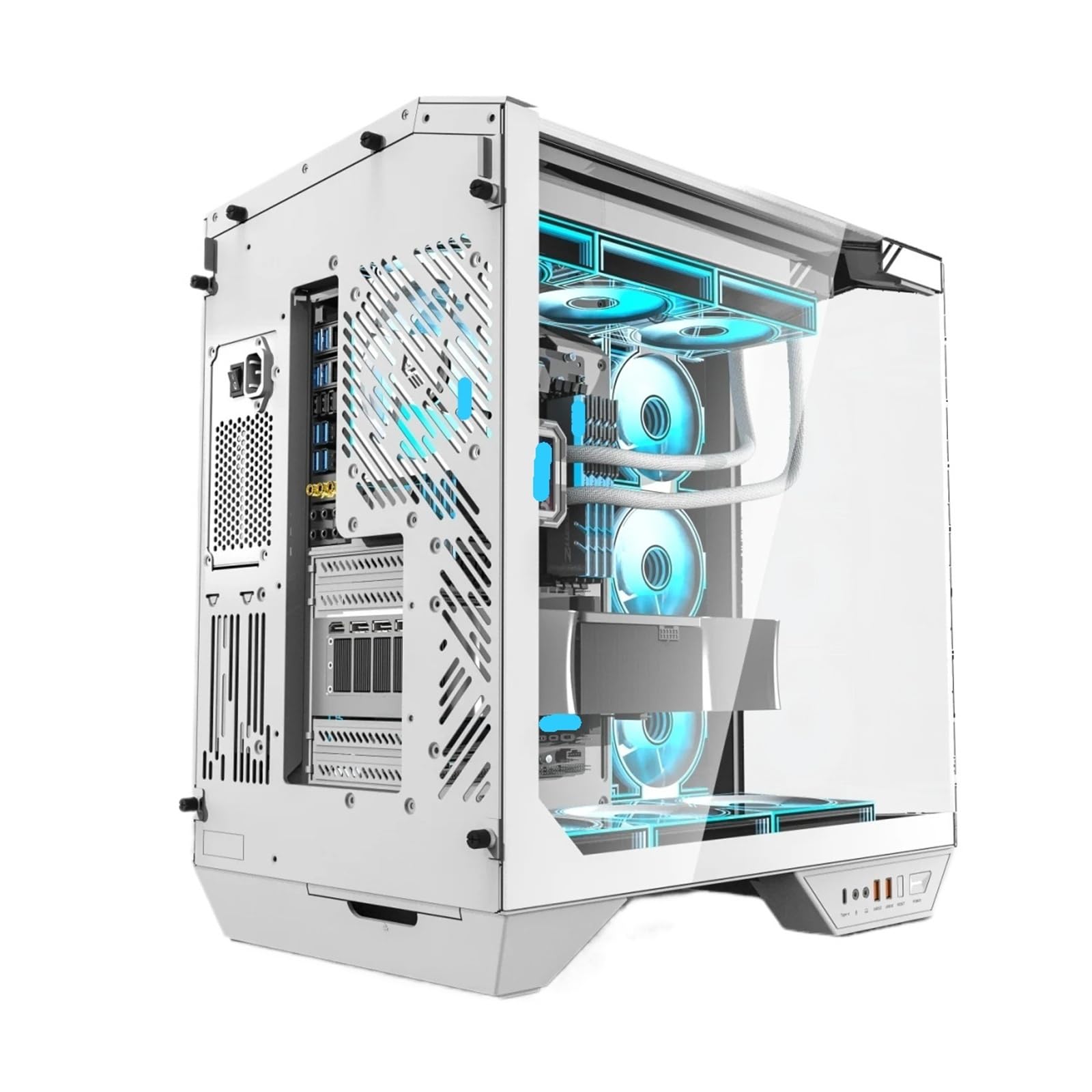 DY470 PC obudowa ATX gamingowy komputer stacjonarny z 4 wentylatorami ARGB Sp Dual 360 chłodzenie wodą szkło hartowane PC szafka dla graczy