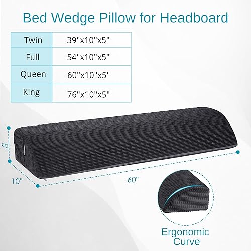 Miniatura 3 de idee-home Almohada de cuña de cama para cabecero, relleno de huecos de cama, cojín de espuma con forma de cuña para dormir, cierra el espacio (0-6