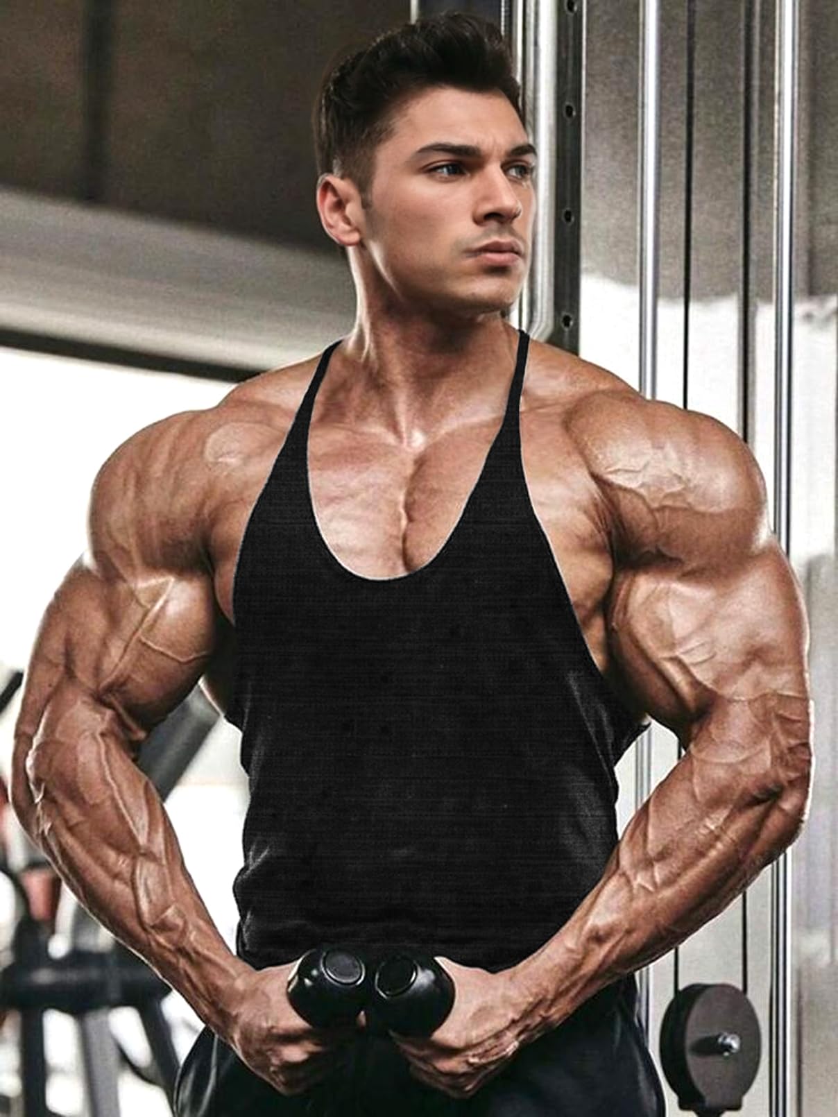 Lehmanlin Męski tank top na siłownię kulturystyka mięśnie fitness siłownia szybkoschnąca oddychająca sportowa koszulka tank top