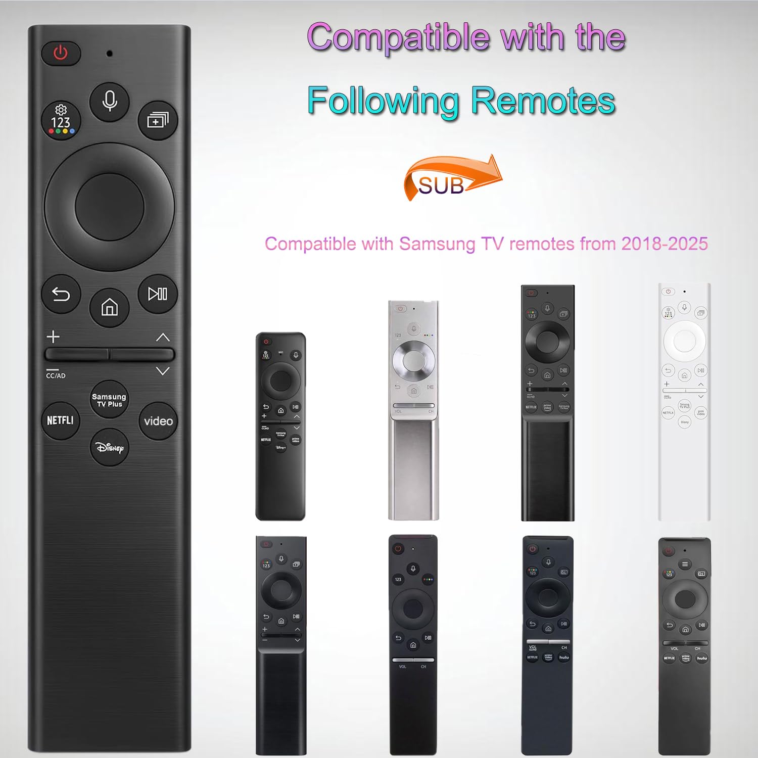 Telecomando per Samsung TV Remote Control,Compatibile con Tutti Samsung Smart UHD, OLED, QNED, Frame Series TVs con funzione vocale