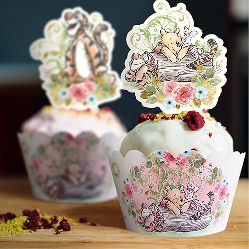 Miniatura 2 de Juego de 80 revestimientos clásicos para cupcakes Winnie, suministros de fiesta de cumpleaños para niñas