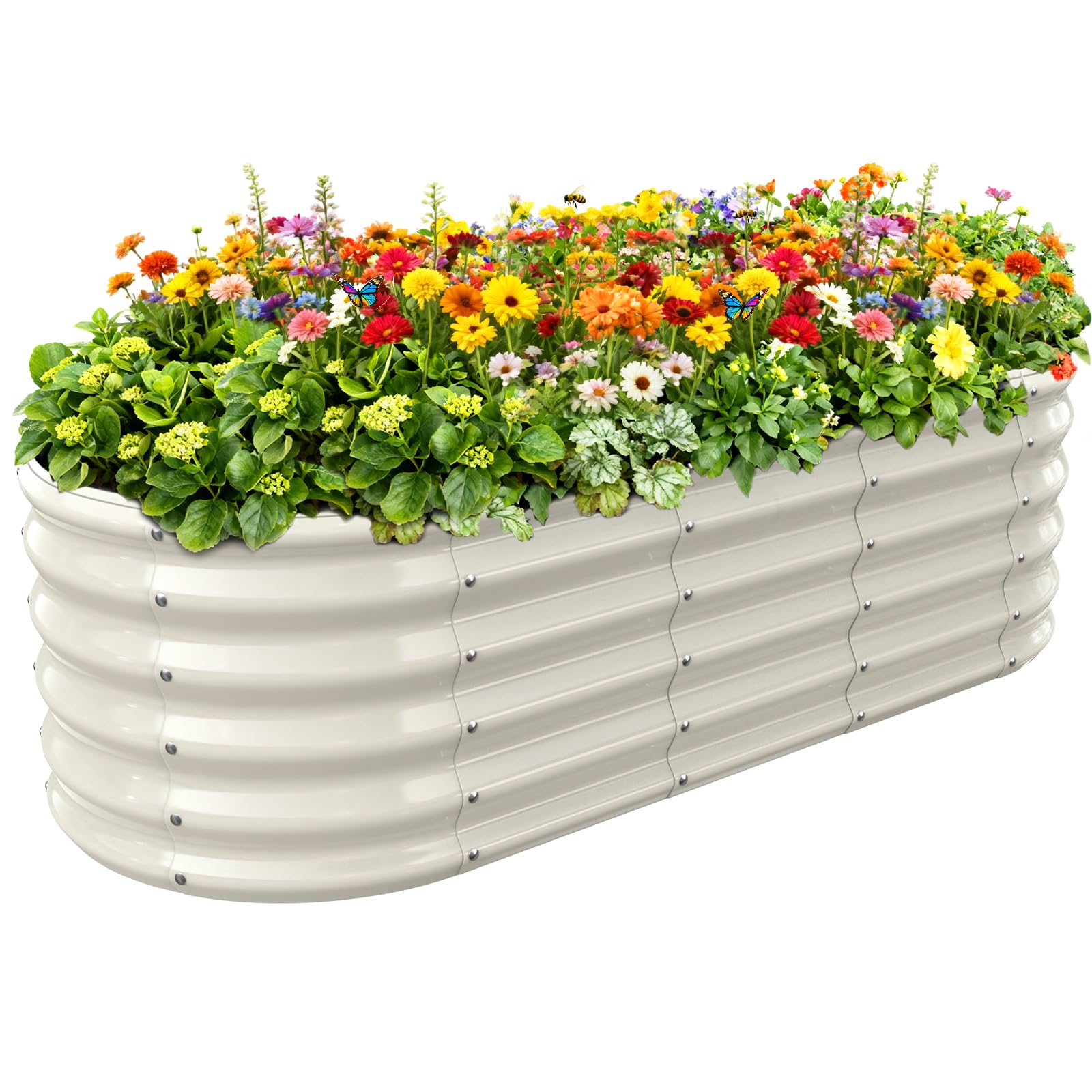 Jardinière surélevée en métal de 0,8 mm d'épaisseur durable blanche YSEJOMP