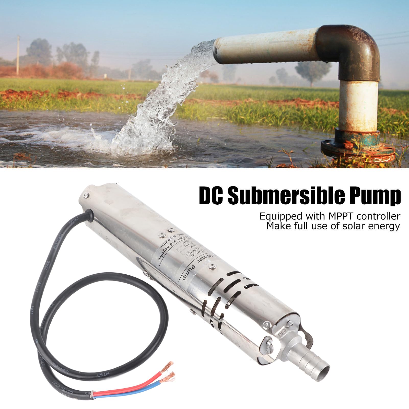 Pompe Submersible 24V à Haute efficacité avec Contrôleur MPPT intégré pour la Connexion Solaire Directe et Automatique (S243T-40)