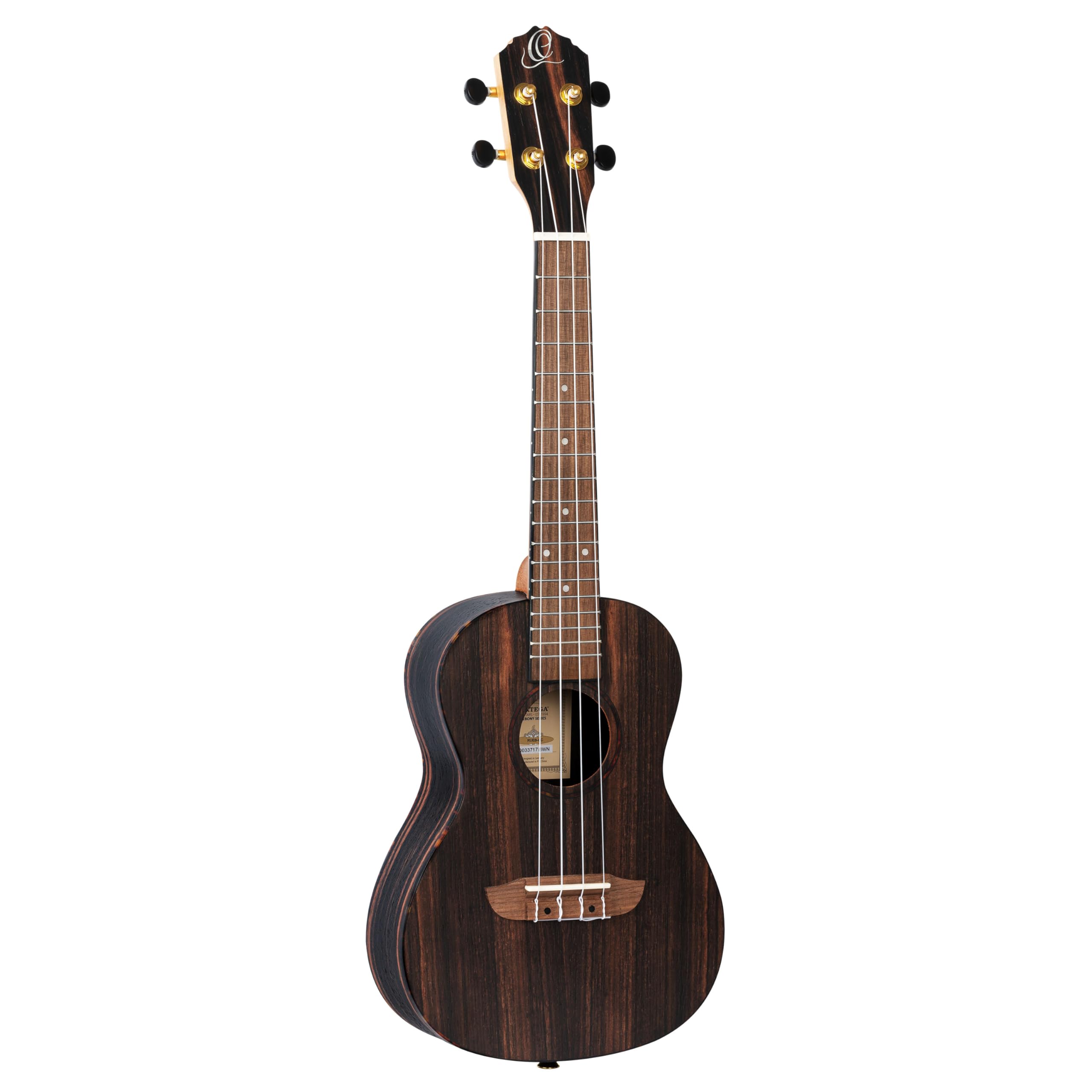 Ortega Guitars Akustyczne Ukulele Koncertowe – Seria Timber – W Zestawie Z Pokrowcem – Heban, Wykończenie Naturalne (RUEB-CC)