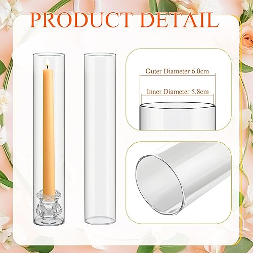 Miniatura 3 de Juego de 96 portavelas de cristal con forma de tubo de vidrio de 12.6 pulgadas, con extremos abiertos, sin fondo y 2.2 pulgadas, para centro de mesa