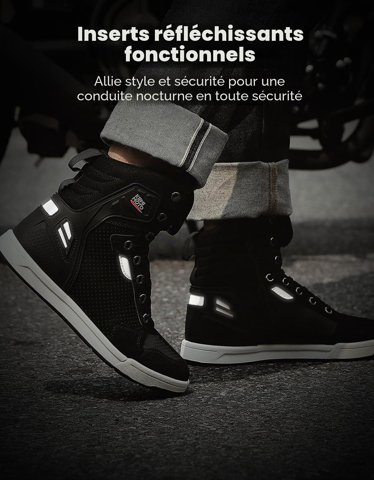 KEMIMOTO Chaussure Moto Homme, Botte Moto Montantes Hommes Décontractées, Chaussures de Motocross Renforcées avec Support de Cheville et Semelle Antidérapante