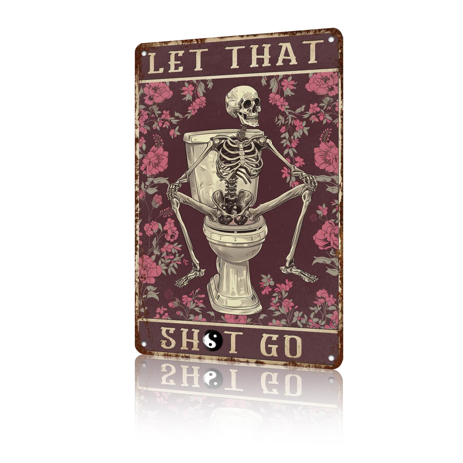 Anceky Retro Sign Let That Go Skull Metal Tin Sign Funny Wall Decor for Garage Yard Garden Home Bedroom Cafe 12×16 Inch