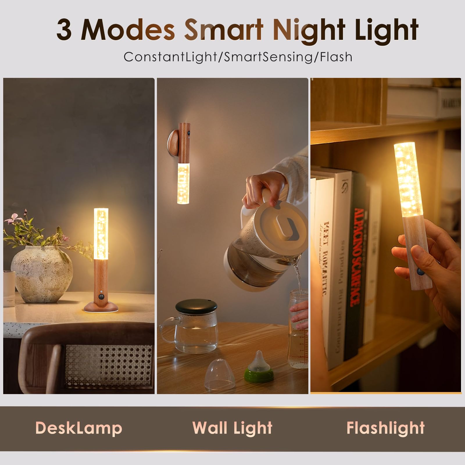 Motion Sensor Night Light, 2PCS Magnetic Cordless Wall Lights, Rechargeable Wall Lights Wall Mounted Torch Lights - Image 2