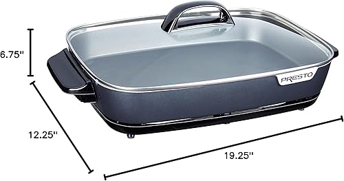 Miniatura 10 de Presto 06858 Sartén eléctrica delgada de 16 pulgadas con cubierta de vidrio, antiadherente, temperatura ajustable, color negro