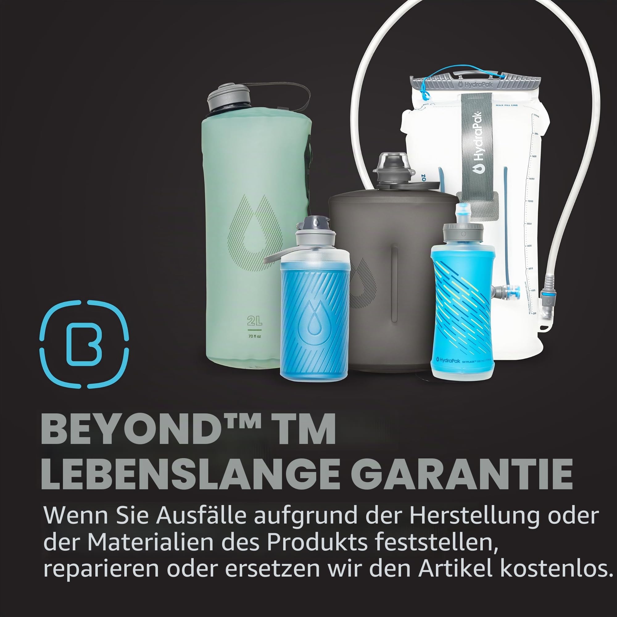 HydraPak Contour Hydration Reservoir - Low-Profile-Wasserblase, passend für die meisten Hydration Packs - High-Flow-Bissventil, auslaufsicher, vollständig umkehrbar und spülmaschinenfest - 1,5L 2L 3L