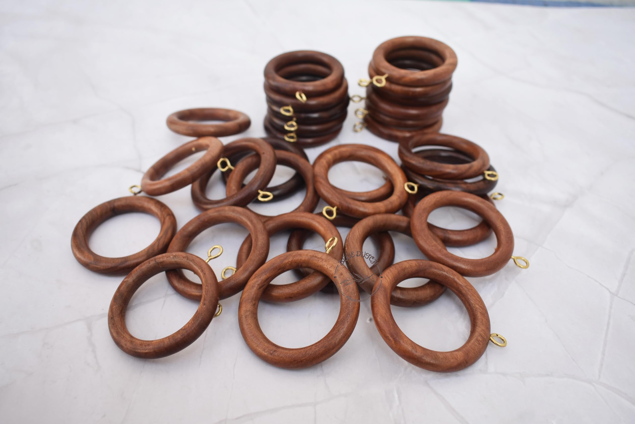 Anelli classici per tende in legno, set di [24, 48, 100] – fascino rustico per la vostra decorazione della casa – scorrimento liscio, facile da installare – materiale in legno sostenibile – [BLUE