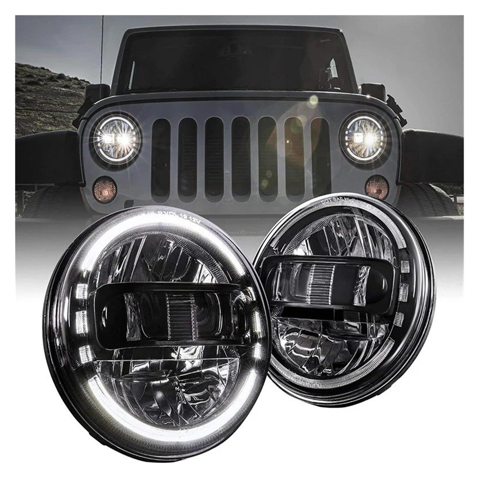 Faro Anteriore Fari A LED Da 7 Pollici DRL Hi/Lo Beam Per Jeep Per Wrangler Per Lampada Frontale Fuoristrada Faro Proiettore