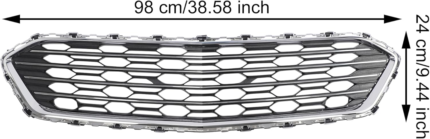 CAREONLINE New 23504350 Front Upper Bumper Grille GM1036174C Fits for 2016-2018 Che-vro-let Cruze, OE: GM1036174