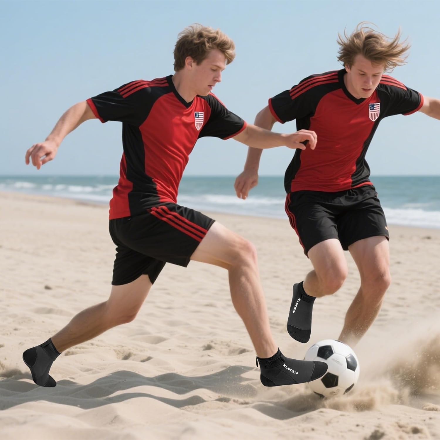 XUKER Water Socks Neoprene Socks, 3mm Glue Blind Stitch Sand Beach Volleyball Wetsuit Socks Water Booties for Diving - Image 2