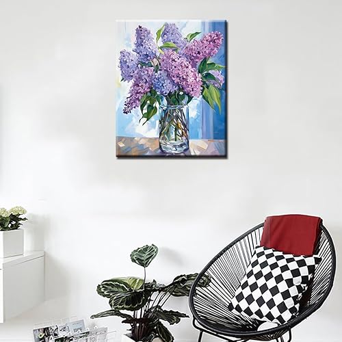 Vista 28 de Tucocoo White Daisy - Pintura por números para adultos, flores blancas con hojas verdes en jarrón, kits de pintura al óleo, lienzo con pintura Flor